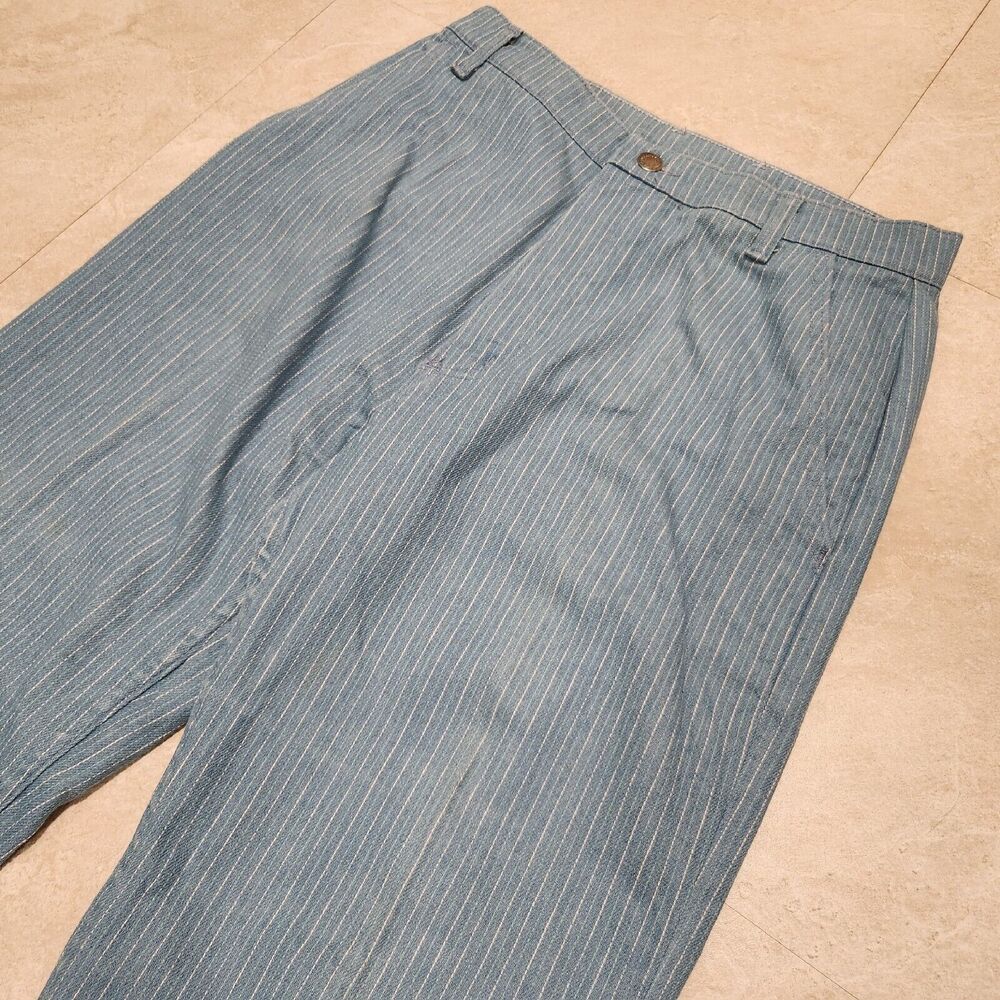 VTG Wrangler Womens 14 USA Made Blue Striped Regular‎ Fit Jeans Pants Misses